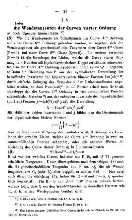 § 9. Ueber die Wendetangenten der Curven vierter Ordnung.