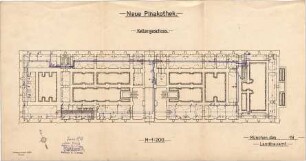 Voit, August von; München; Neue Pinakothek - Grundriss Keller