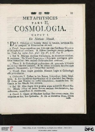 Pars II. Cosmologia