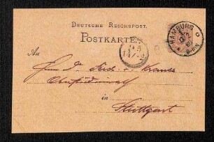 Postkarte an Ferdinand Krauss (Königl. Naturalien Kabinet)