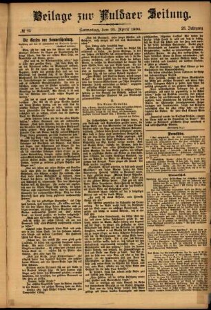 Zweite Ausgabe vom Samstag, den 25. April 1896.