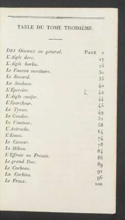 Table du tome troisième.