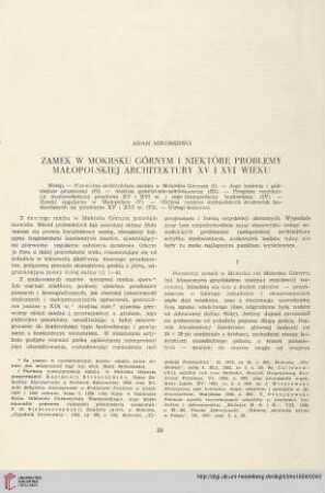 21: Zamek w mokrsku górnym i niektóre problemy małopolskiej architektury XV I XVI wieku