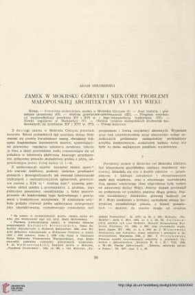 21: Zamek w mokrsku górnym i niektóre problemy małopolskiej architektury XV I XVI wieku