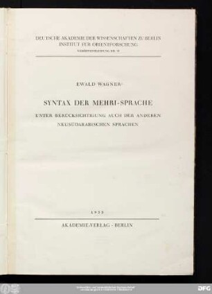 Syntax der Mehri-Sprache unter Berücksichtigung auch der anderen neusüdarabischen Sprachen