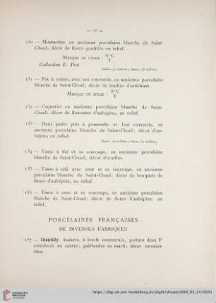 Porecelaines Francaises de Diverses Fabriques (Nr. 137 - 154)