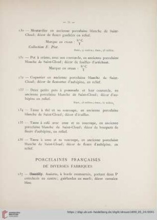 Porecelaines Francaises de Diverses Fabriques (Nr. 137 - 154)