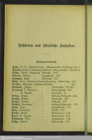 Behördenverzeichnis : Behörden und öffentliche Anstalten