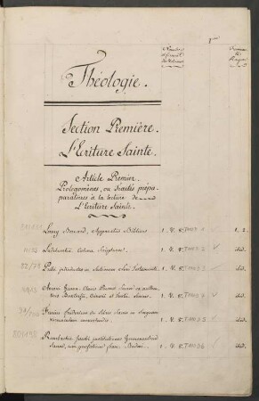 Section Première. L'Ecriture Sainte.