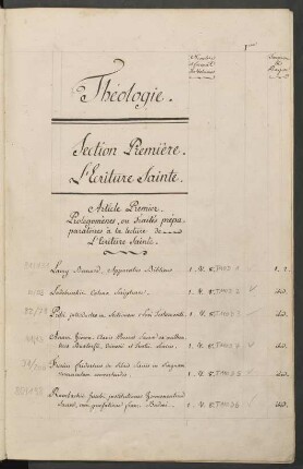 Section Première. L'Ecriture Sainte.