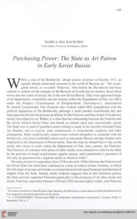 Purchasing power: the state as art patron in early Soviet Russia