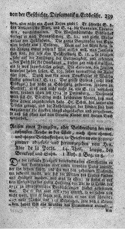 Reisen eines Franzosen, oder Beschreibung der vornehmsten Reiche in der Welt. T.14.