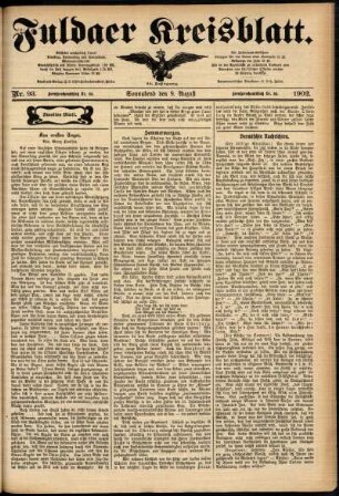 Zweite Ausgabe vom Samstag, den 09. August 1902.