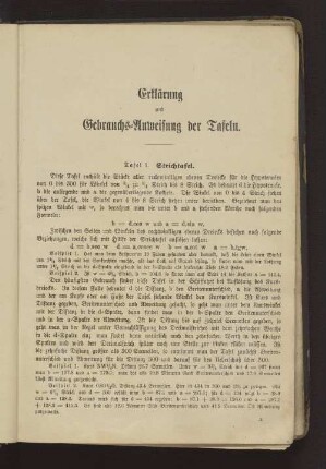 Erklärung und Gebrauchsanweisung der Tafeln