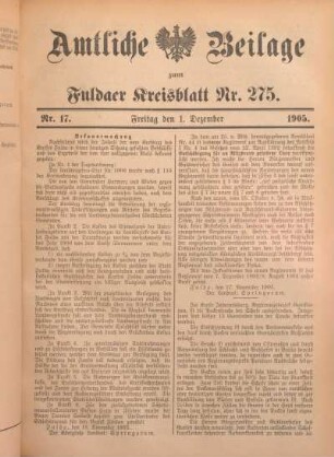 17: Beilage vom Freitag, 1. Dezember 1905