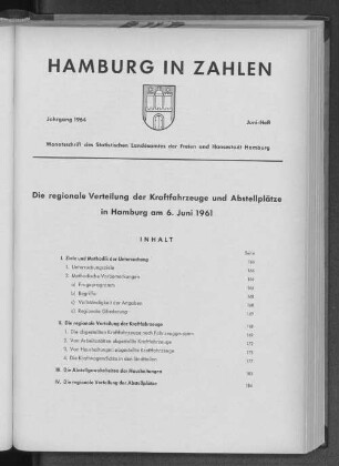 Die regionale Verteilung der Kraftfahrzeuge und Abstellplätze in Hamburg am 6. Juni 1961