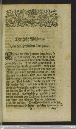 Der erste Abschnitt. Von den Erdboden überhaupt