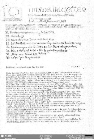 1987,März(33-40): Umweltblaetter : Infoblatt des Friedens- und Umweltkreises Zionsgemeinde