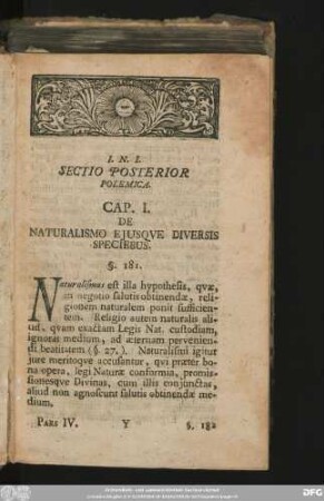 Cap. I. De Naturalismo Eiusque Diversis Speciebus.