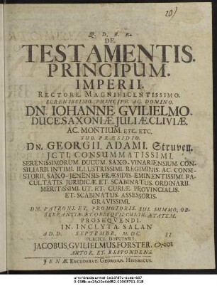 De. Testamentis. Principum. Imperii