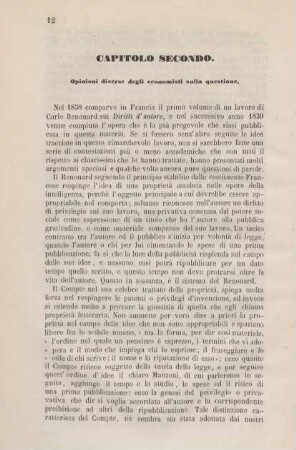 Capitolo secondo. Opinioni diversi degli economisti sulla questione