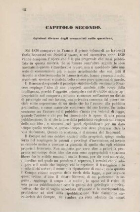 Capitolo secondo. Opinioni diversi degli economisti sulla questione