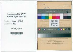 Entnazifizierung Felix Thole , geb. 31.01.1892 (Vermessungstechniker)