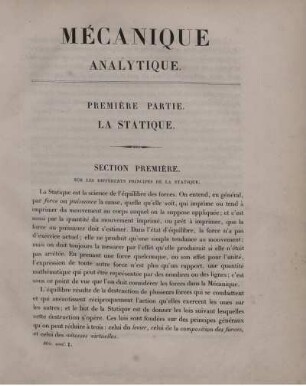 Première partie. La statique.