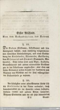 Erster Abschnitt. Von den Bestandtheilen des Bodens