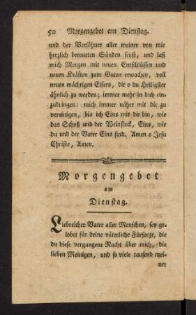 50-56, Morgengebet am Dienstag