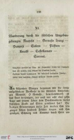 XI. Wanderung durch die südliche Umgebungen Neapel - Gervadio Leanzi - Pompeji - Salern - Pästum - Amalfi - Castellamare - Sorrent