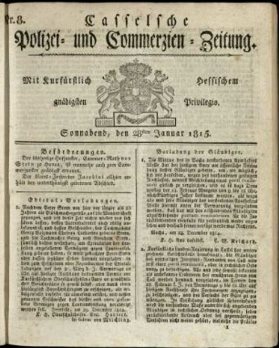 Nr. 8, Sonnabend, den 28sten Januar 1815