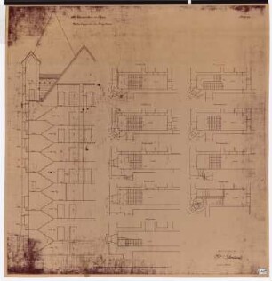 Königliches Residenzschloss Posen, Posen: Grundrisse und Schnitt Nebentreppe an der Ringstraße 1:50
