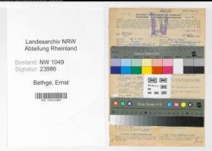 Entnazifizierung Ernst Bethge , geb. 12.04.1894 (Verwaltungsangestellter)