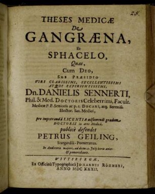 Theses Medicae De Gangraena, Et Sphacelo