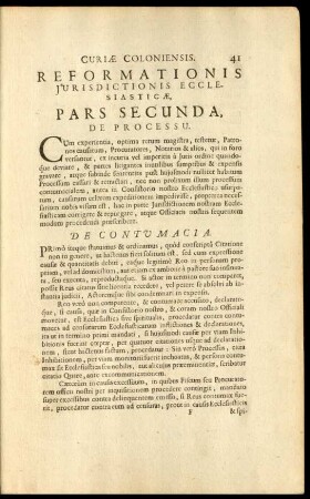 Reformationis Iurisdictionis Ecclesiasticae, Pars Secunda, De Processu.