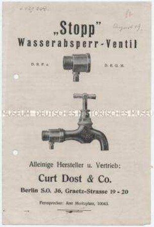 "Stopp" Wasserabsperr-Ventil