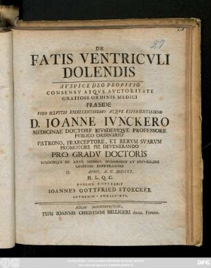 De Fatis Ventricvlis Dolendis