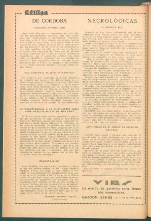 Necrológicas : D. Vicente Rey [y] Luto doble en el hogar de un buen gallego
