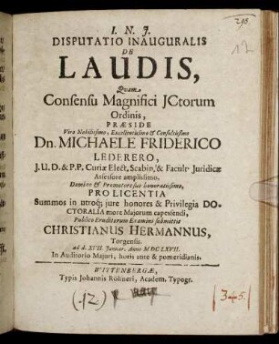 Disputatio Inauguralis De Laudis