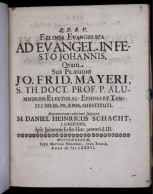 Ecloga Evangelica Ad Evangel. In Festo Johannis