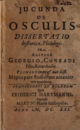Iucunda de osculis dissertatio historica, Philologica