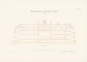 Küchen-, Maschinen- und Werkstättengebäude der Charité, Berlin: Küchengebäude: Längsschnitt 1:100