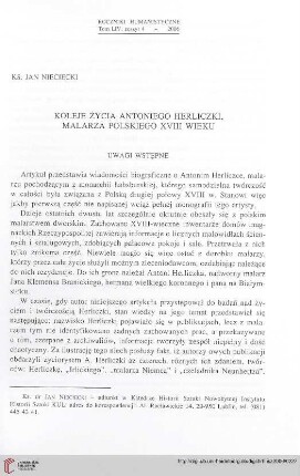 54: Koleje życia Antoniego Herliczki, malarza polskiego XVIII wieku : =