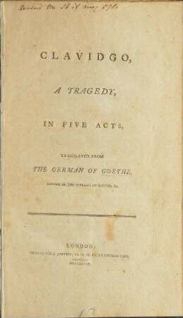 Clavidgo, A Tragedy, In Five Acts