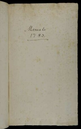 Manuale 1783, Göttingen, 1783 : Manual 1783