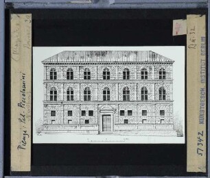 Pienza, Palazzo Piccolomini,(Architekturzeichnung) : Nordfassade