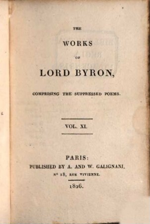 The works of Lord Byron : comprising the suppressed poems, 11