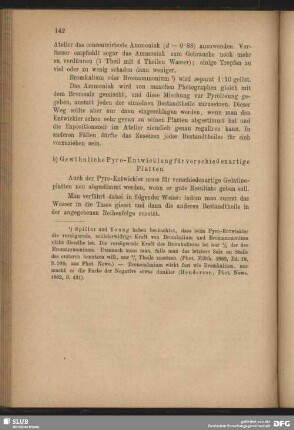 b) Gewöhnliche Pyro-Entwicklung für verschiedenartige Platten