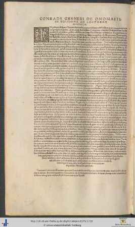 Conradi Gesneri Ad Lectorum Admonitio